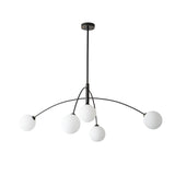 Modern Arched Glass Globe Chandelier Gold and White Mid Century Pendant Light