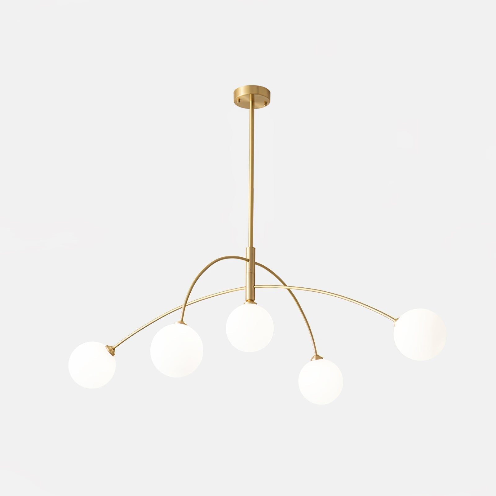 Modern Arched Glass Globe Chandelier Gold and White Mid Century Pendant Light