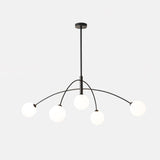 Modern Arched Glass Globe Chandelier Gold and White Mid Century Pendant Light