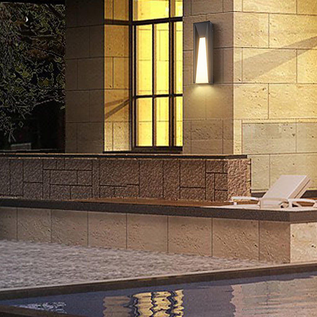 Modern Arched Trapezoid Outdoor LED Wall Sconce Waterproof Black Stainless Steel Porch Light