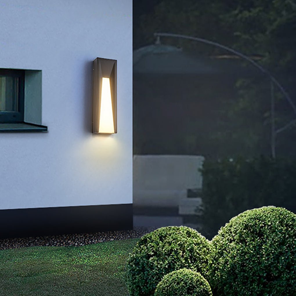 Modern Arched Trapezoid Outdoor LED Wall Sconce Waterproof Black Stainless Steel Porch Light