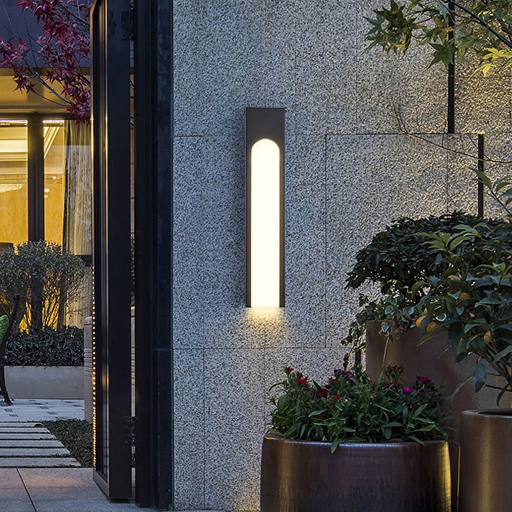 Modern Arched Trapezoid Outdoor LED Wall Sconce Waterproof Black Stainless Steel Porch Light