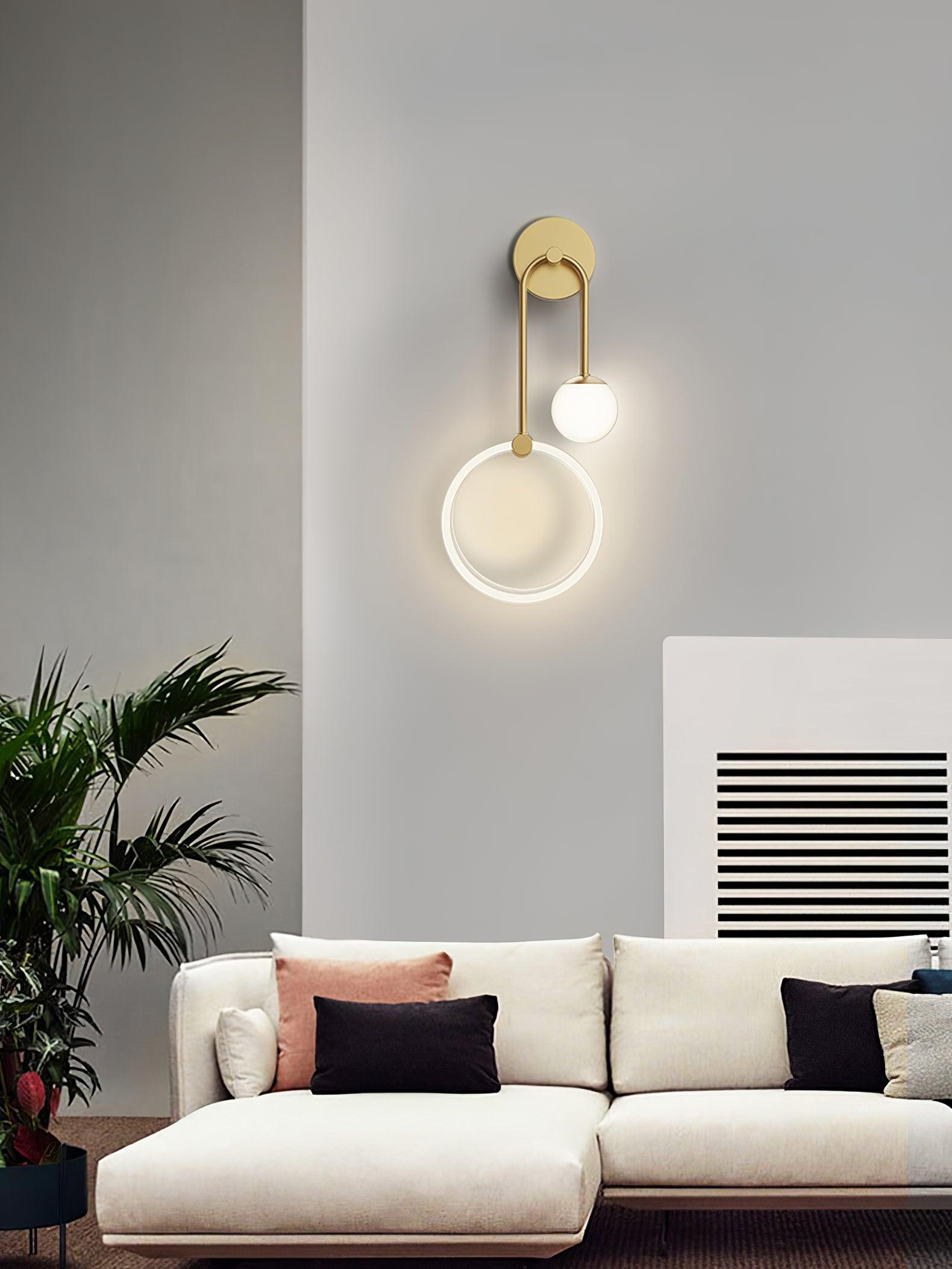 Modern Architectural LED Wall Sconce with Brass Finish and Three Color Temperature Modes