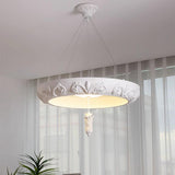 Modern Architectural Plaster Crown Chandelier White Carved LED Pendant Ceiling Light