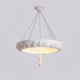 Modern Architectural Plaster Crown Chandelier White Carved LED Pendant Ceiling Light