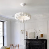 Modern Architectural Plaster Crown Chandelier White Carved LED Pendant Ceiling Light