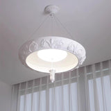 Modern Architectural Plaster Crown Chandelier White Carved LED Pendant Ceiling Light