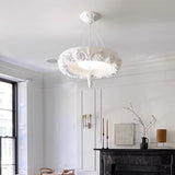 Modern Architectural Plaster Crown Chandelier White Carved LED Pendant Ceiling Light