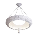 Modern Architectural Plaster Crown Chandelier White Carved LED Pendant Ceiling Light