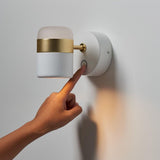 Modern Art Deco Adjustable LED Wall Sconce with Rotating Frosted Acrylic Dual Material Shade