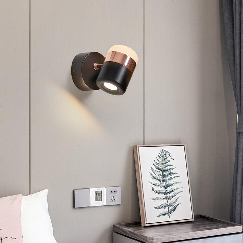 Modern Art Deco Adjustable LED Wall Sconce with Rotating Frosted Acrylic Dual Material Shade