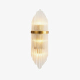 Modern Art Deco Crystal Wall Sconce with Brass Finish and Multi Layered Glass Rods