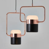Modern Art Deco Geometric LED Pendant Light with Adjustable Rotating Acrylic Shade
