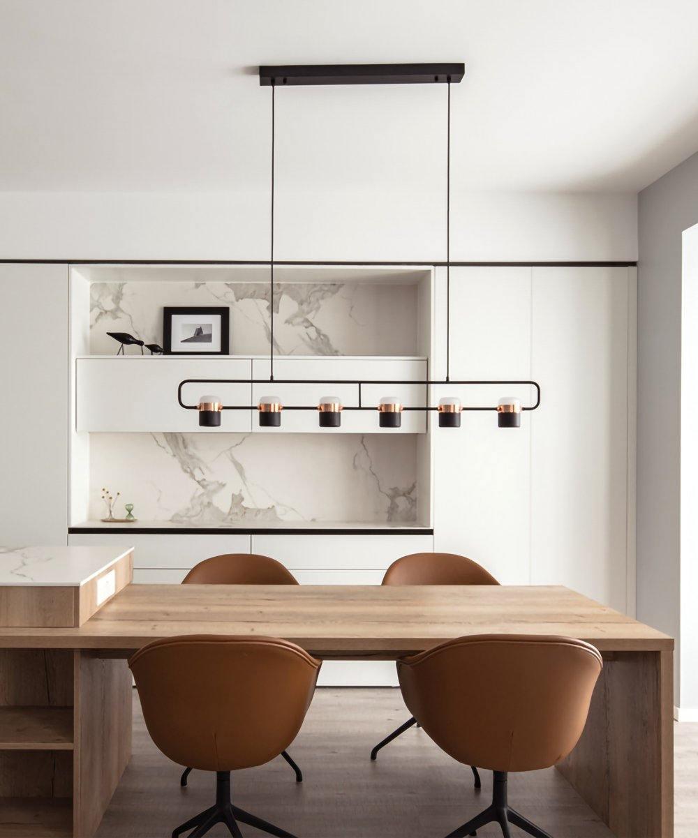Modern Art Deco Geometric LED Pendant Light with Adjustable Rotating Acrylic Shade