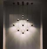 Modern Art Deco Geometric LED Pendant Light with Adjustable Rotating Acrylic Shade