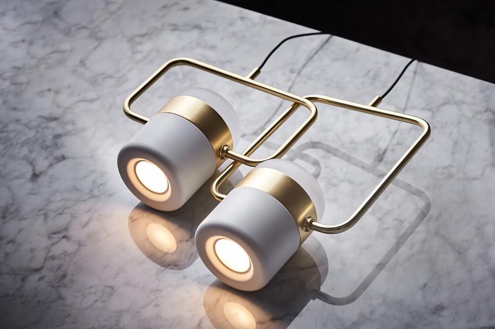 Modern Art Deco Geometric LED Pendant Light with Adjustable Rotating Acrylic Shade
