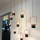 Modern Art Deco Geometric LED Pendant Light with Adjustable Rotating Acrylic Shade