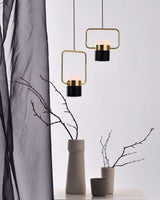 Modern Art Deco Geometric LED Pendant Light with Adjustable Rotating Acrylic Shade
