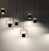 Modern Art Deco Geometric LED Pendant Light with Adjustable Rotating Acrylic Shade