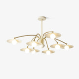 Modern Art Deco Mushroom Silhouette Glass Pendant Light Gold Chandelier Ceiling Fixture
