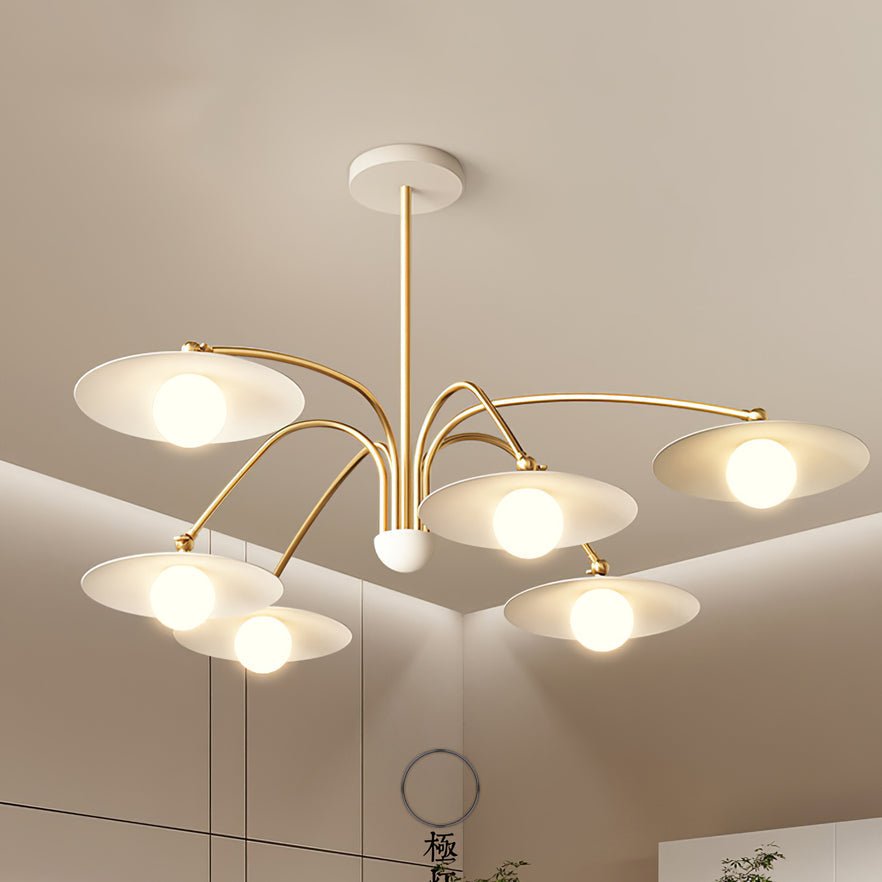 Modern Art Deco Mushroom Silhouette Glass Pendant Light Gold Chandelier Ceiling Fixture
