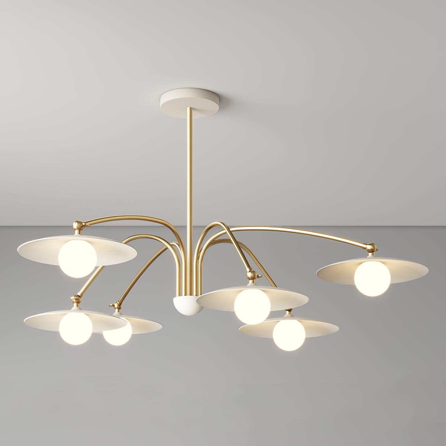 Modern Art Deco Mushroom Silhouette Glass Pendant Light Gold Chandelier Ceiling Fixture