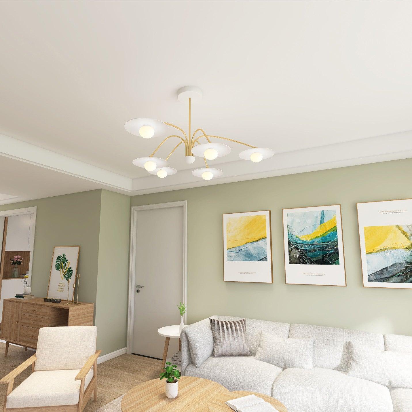 Modern Art Deco Mushroom Silhouette Glass Pendant Light Gold Chandelier Ceiling Fixture