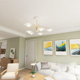 Modern Art Deco Mushroom Silhouette Glass Pendant Light Gold Chandelier Ceiling Fixture