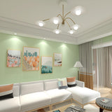 Modern Art Deco Mushroom Silhouette Glass Pendant Light Gold Chandelier Ceiling Fixture