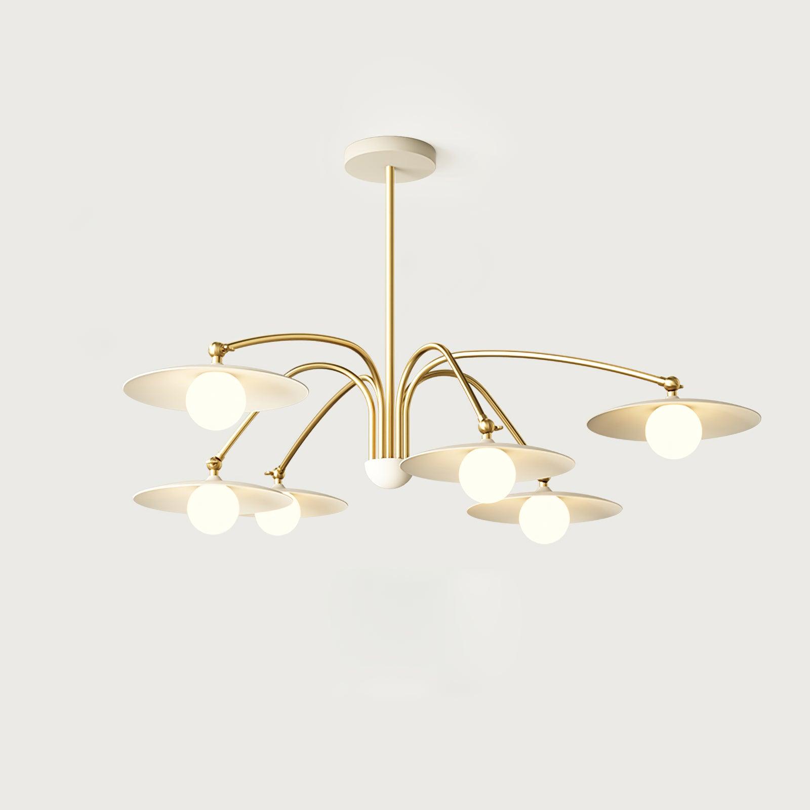 Modern Art Deco Mushroom Silhouette Glass Pendant Light Gold Chandelier Ceiling Fixture