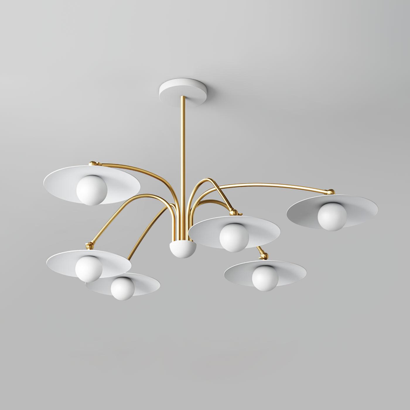 Modern Art Deco Mushroom Silhouette Glass Pendant Light Gold Chandelier Ceiling Fixture