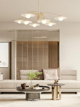 Modern Art Deco Mushroom Silhouette Glass Pendant Light Gold Chandelier Ceiling Fixture