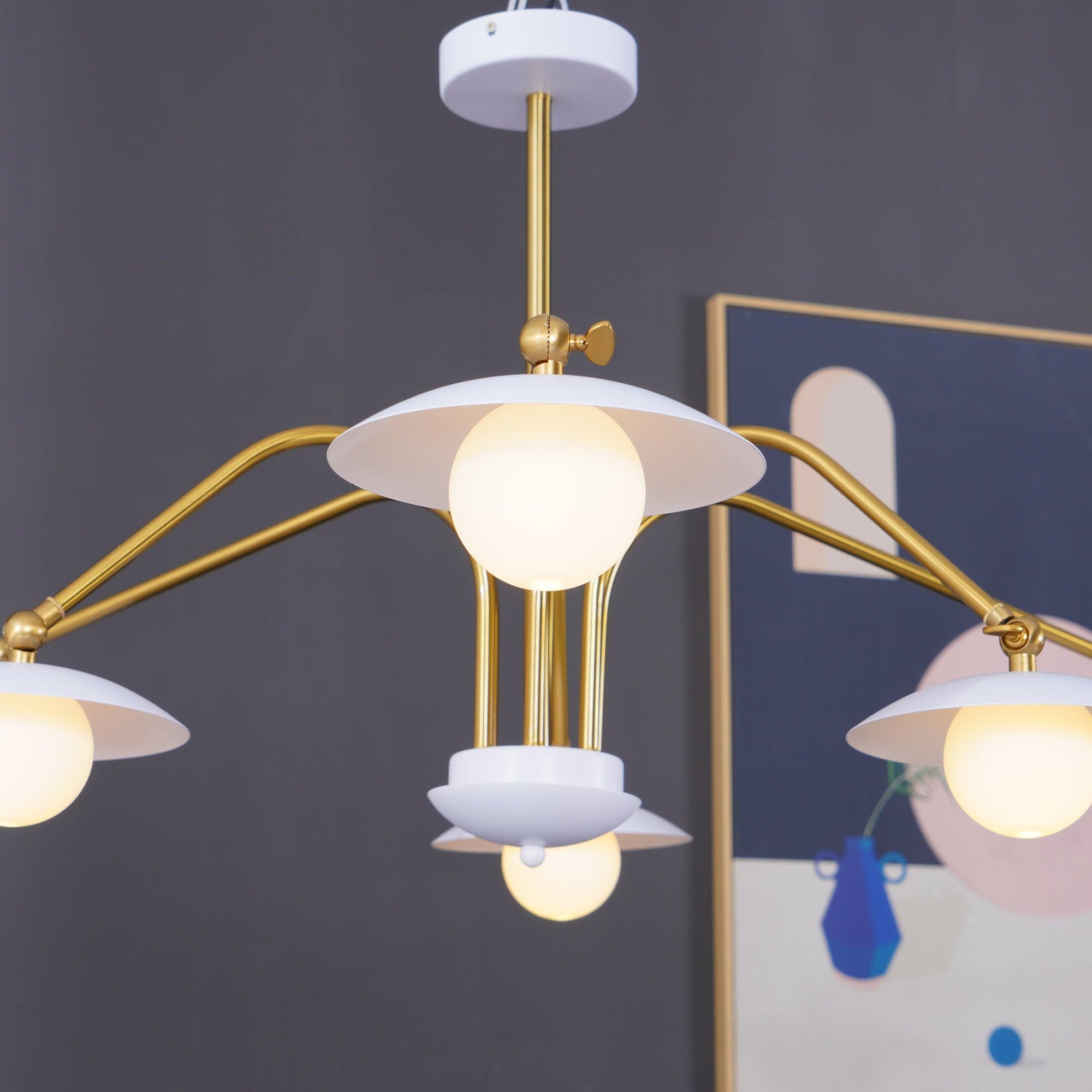 Modern Art Deco Mushroom Silhouette Glass Pendant Light Gold Chandelier Ceiling Fixture
