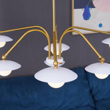 Modern Art Deco Mushroom Silhouette Glass Pendant Light Gold Chandelier Ceiling Fixture