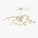 Modern Art Deco Mushroom Silhouette Glass Pendant Light Gold Chandelier Ceiling Fixture