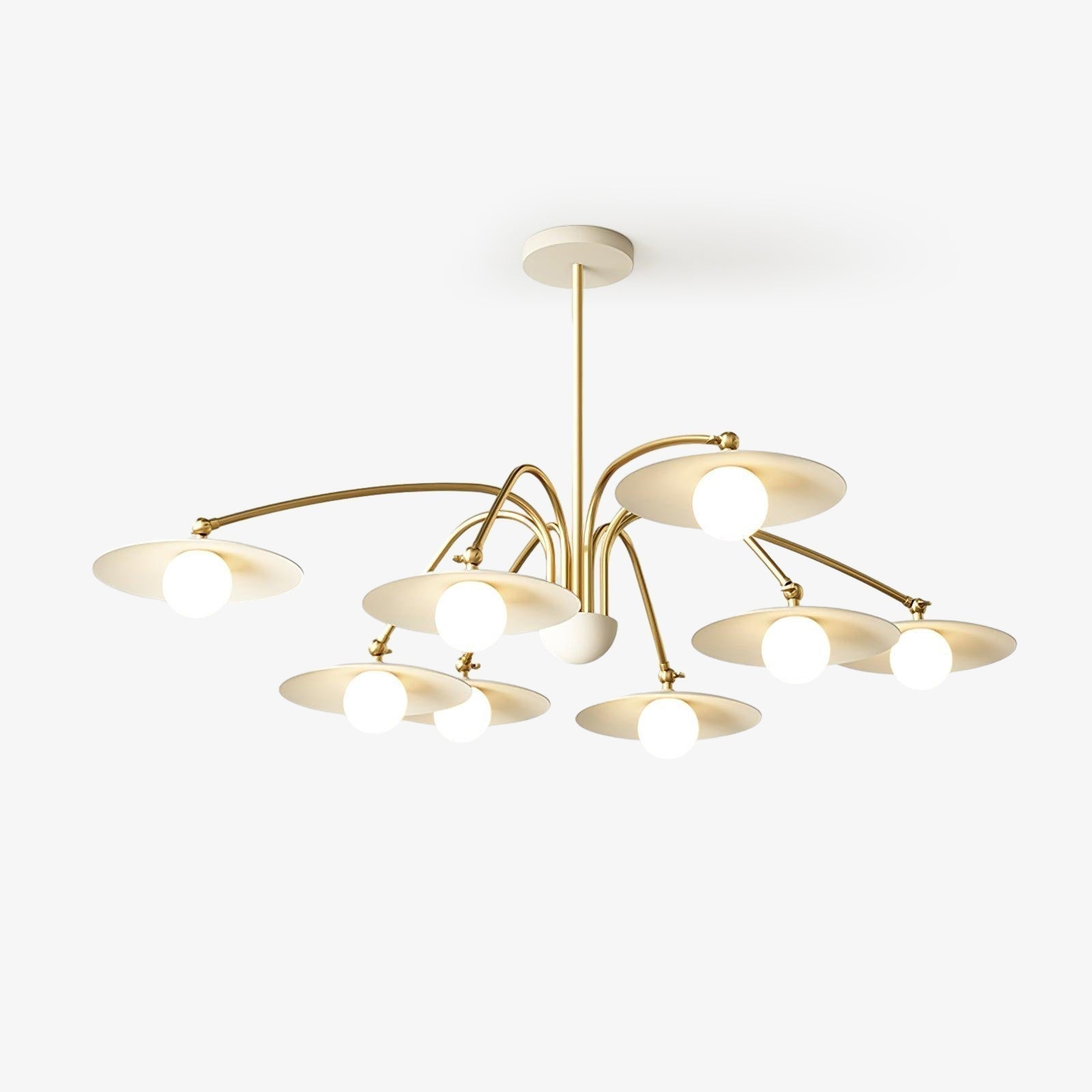 Modern Art Deco Mushroom Silhouette Glass Pendant Light Gold Chandelier Ceiling Fixture