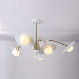 Modern Art Deco Mushroom Silhouette Glass Pendant Light Gold Chandelier Ceiling Fixture