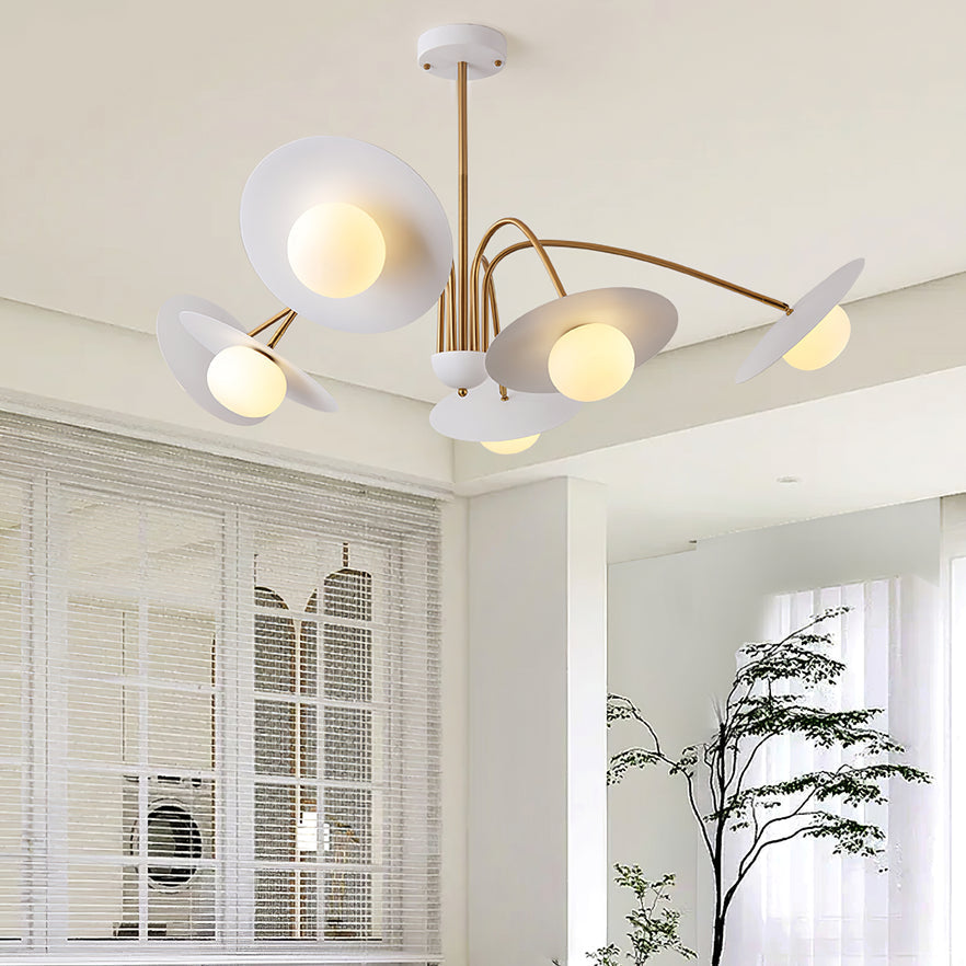 Modern Art Deco Mushroom Silhouette Glass Pendant Light Gold Chandelier Ceiling Fixture
