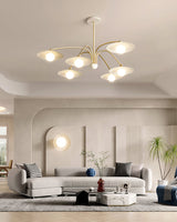 Modern Art Deco Mushroom Silhouette Glass Pendant Light Gold Chandelier Ceiling Fixture