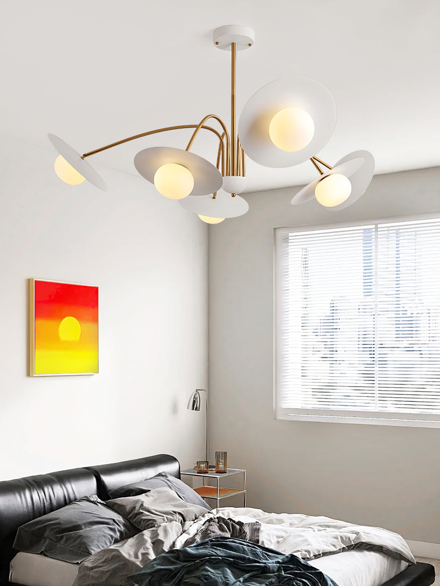 Modern Art Deco Mushroom Silhouette Glass Pendant Light Gold Chandelier Ceiling Fixture