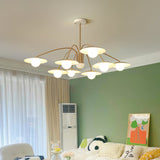 Modern Art Deco Mushroom Silhouette Glass Pendant Light Gold Chandelier Ceiling Fixture