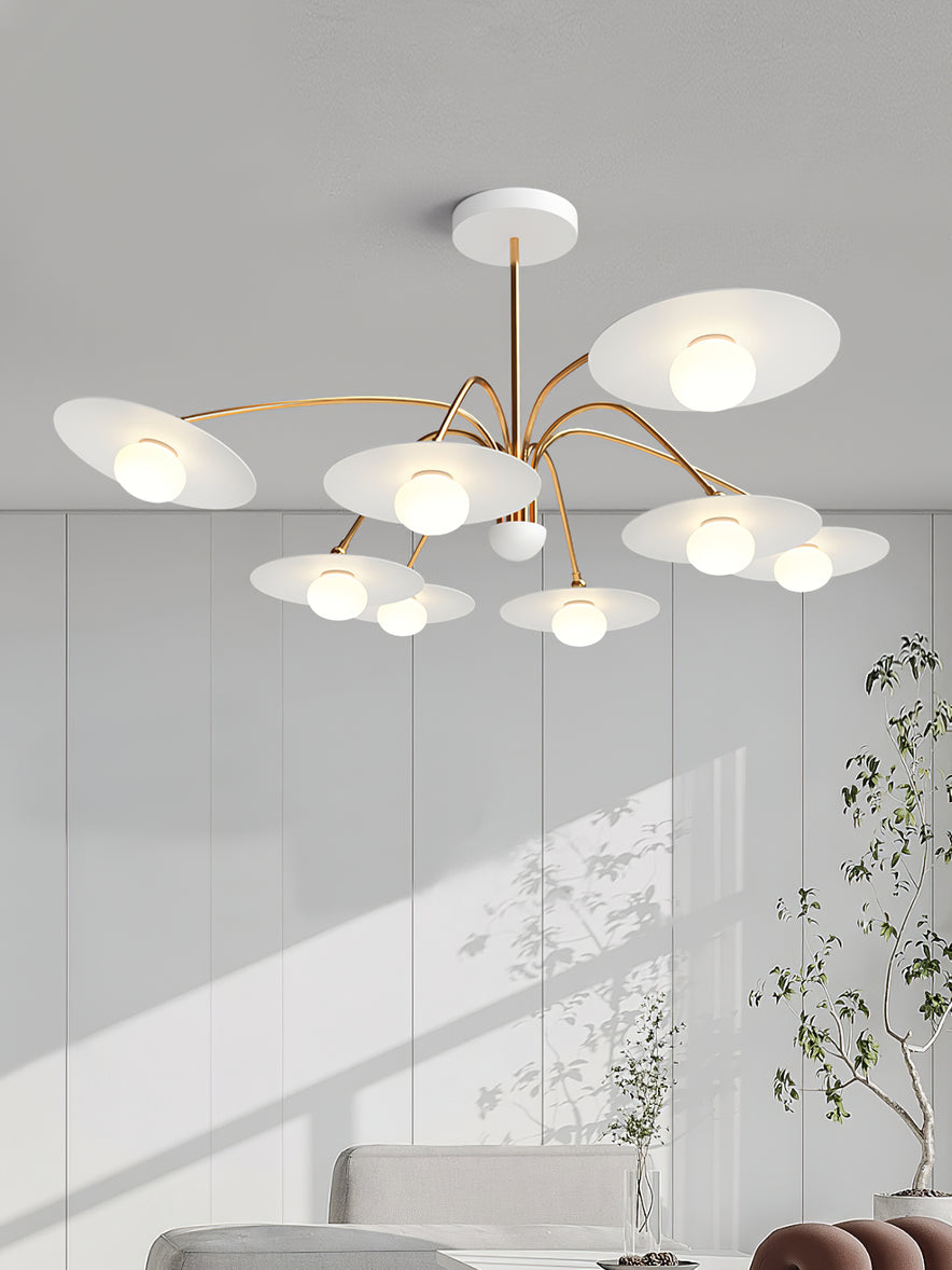 Modern Art Deco Mushroom Silhouette Glass Pendant Light Gold Chandelier Ceiling Fixture