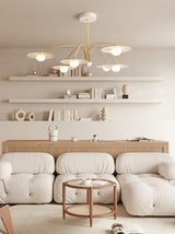 Modern Art Deco Mushroom Silhouette Glass Pendant Light Gold Chandelier Ceiling Fixture