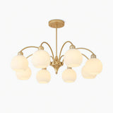 Modern Art Deco Sculptural Glass Chandelier White Globe Multi Head Ceiling Pendant Light