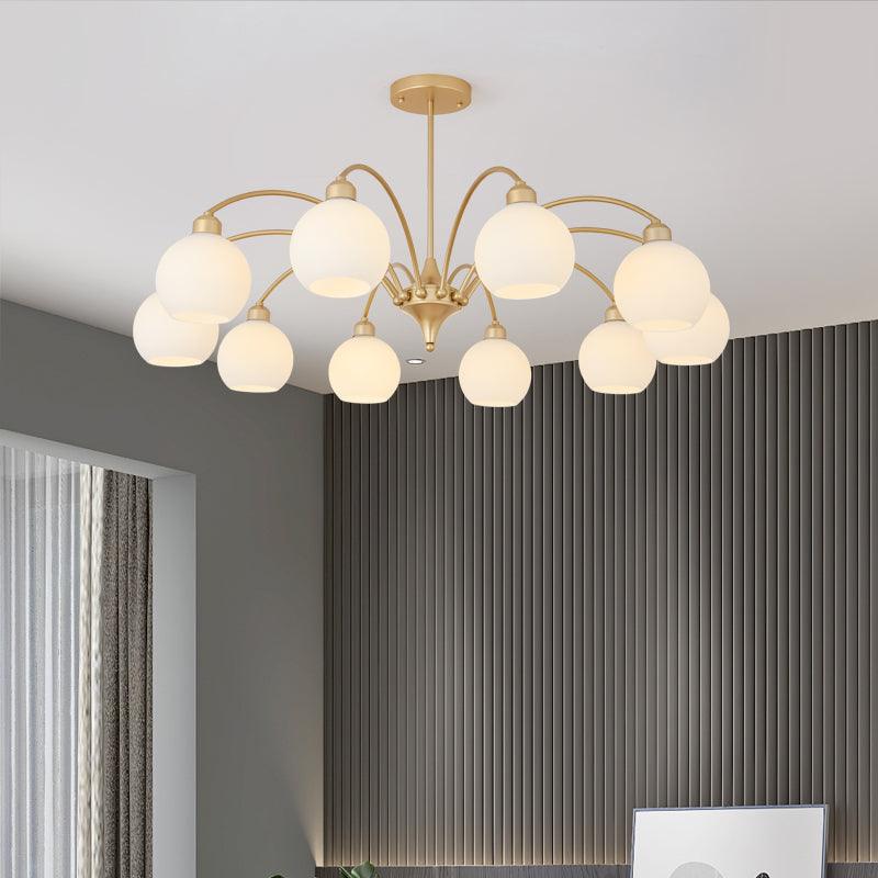 Modern Art Deco Sculptural Glass Chandelier White Globe Multi Head Ceiling Pendant Light