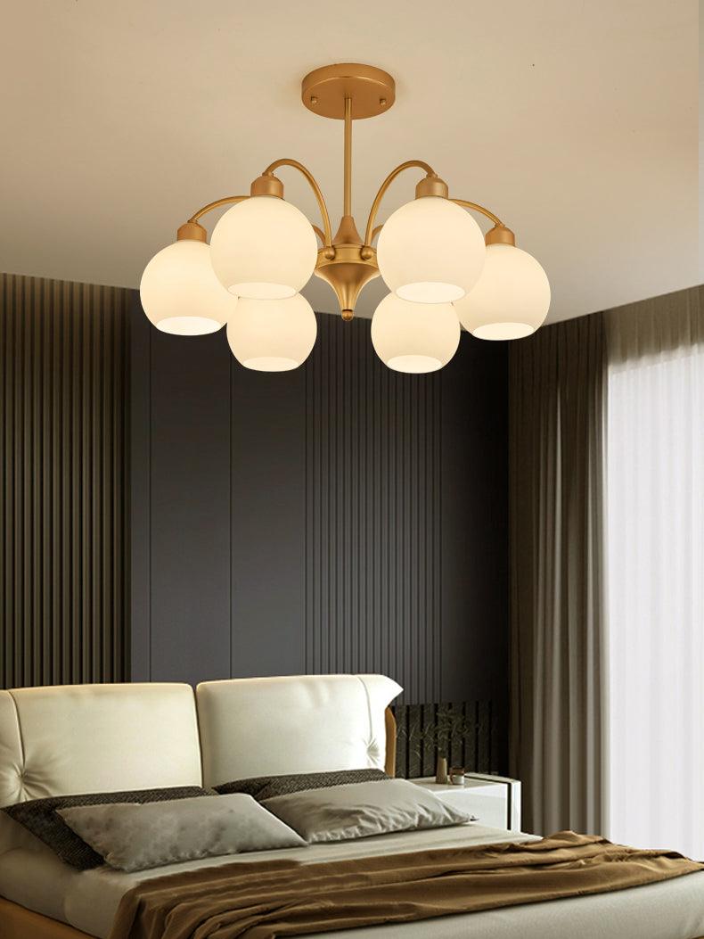 Modern Art Deco Sculptural Glass Chandelier White Globe Multi Head Ceiling Pendant Light