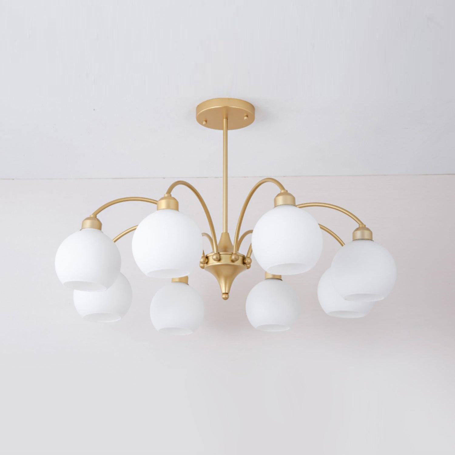 Modern Art Deco Sculptural Glass Chandelier White Globe Multi Head Ceiling Pendant Light