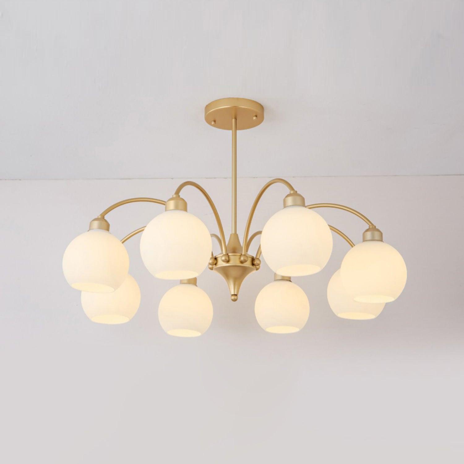 Modern Art Deco Sculptural Glass Chandelier White Globe Multi Head Ceiling Pendant Light