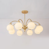 Modern Art Deco Sculptural Glass Chandelier White Globe Multi Head Ceiling Pendant Light