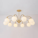 Modern Art Deco Sculptural Glass Chandelier White Globe Multi Head Ceiling Pendant Light